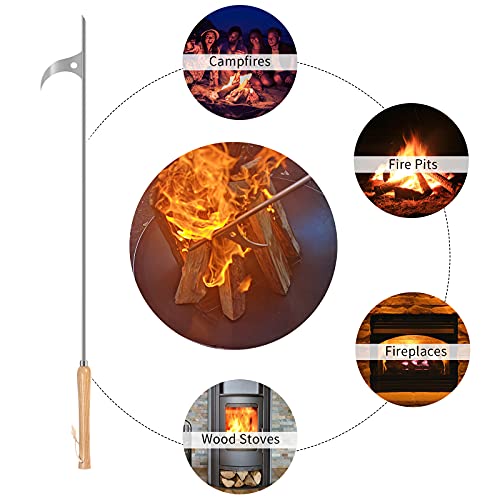Manucode Fire Pit Poker, 42 Inch Stainless Steel Fire Poker With Wooden Handle For Fireplace, Campfire & Bonfires #TOP3