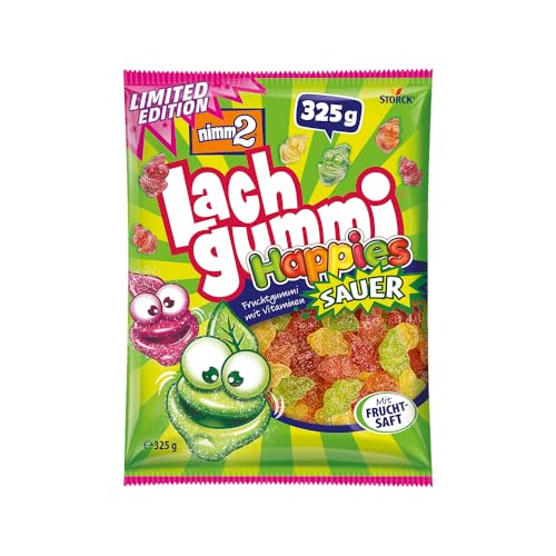 nimm2 Lachgummi Happies Sauer – 1 x 325 g – Saure Fruchtgummis in sechs Geschmacksrichtungen – Süßigkeit mit Fruchtsaft und Vitaminen – Limited Edition nimm2 Lachgummi Happies Sauer – 1 x 325 g – Saure Fruchtgummis in sechs Geschmacksrichtungen – Süßigkeit mit Fruchtsaft und Vitaminen – Limited Edition