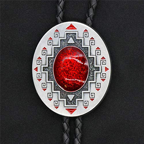 Image of Turquoise Agate Granite BOLO Tie for Men Women Leather Wedding Necklace Western Cowboy Necktie