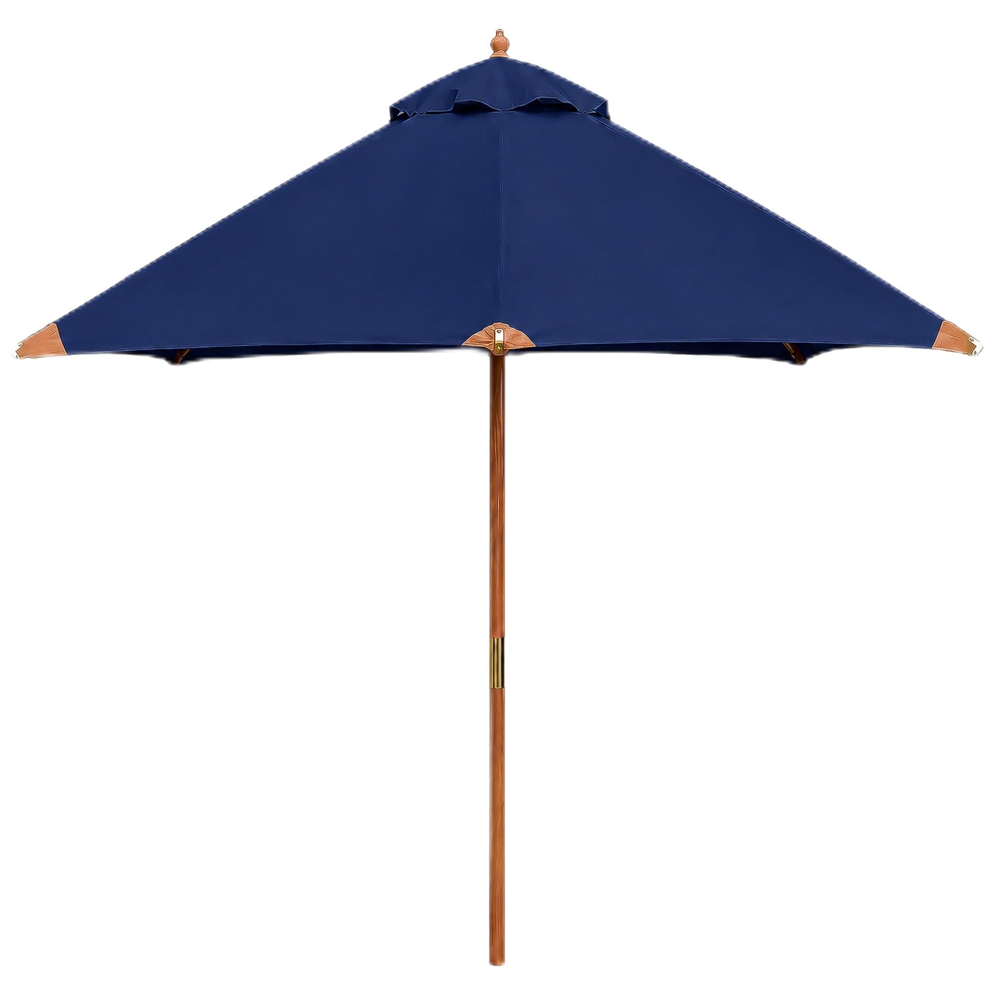 Garden Market Place Navy Blue Hardwood Garden Parasol, Garden Umbrella With Pulley Lift, Water-Repellent 180G/M² Polyester Canopy, Wind Vent And Reinforced Rib Frame