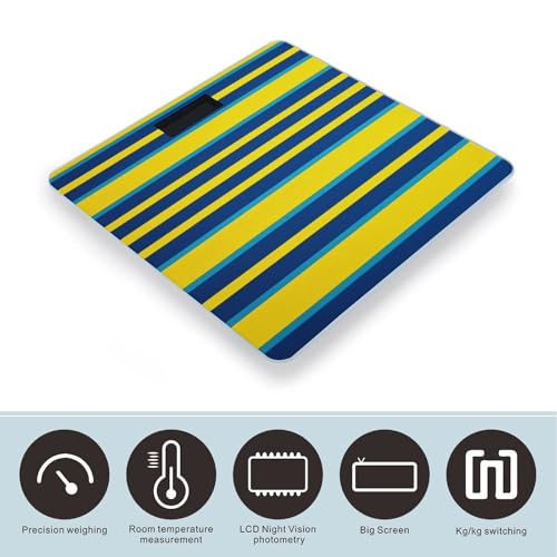 Báscula Digital de Baño con Rayas Amarillas y Azules miniatura 3