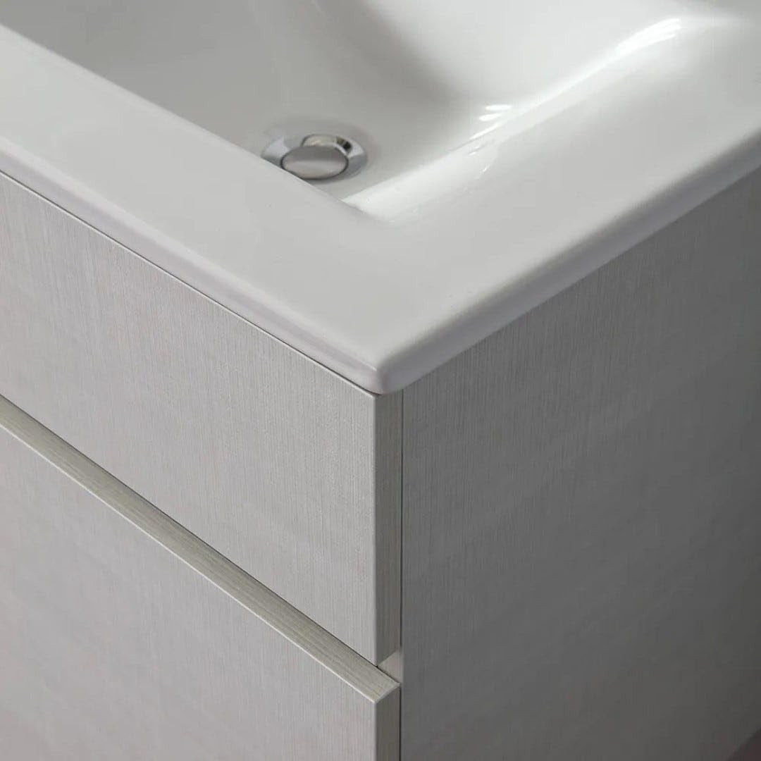Kiamami Valentina - Mueble de baño suspendido de 80 cm con cajón, Lavabo de cerámica y Espejo de 80x60 Silvia