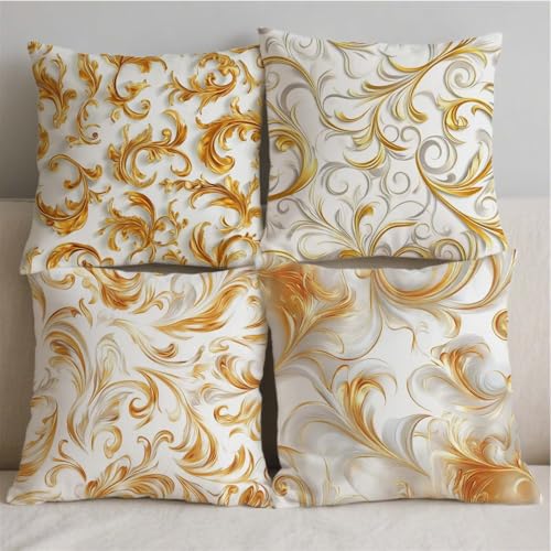 Housse coussin extérieur jaune 45x45cm imperméable lot de 4 - 3