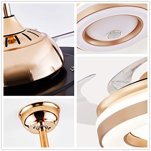 Fandian 42" Smart Ceiling Fans With Lights Remote Control Modern Retractable Bluetooth Speaker Ceiling Fandelier With 7 Dimmable Lighting Colors For Indoor Living/Bedroom #TOP6