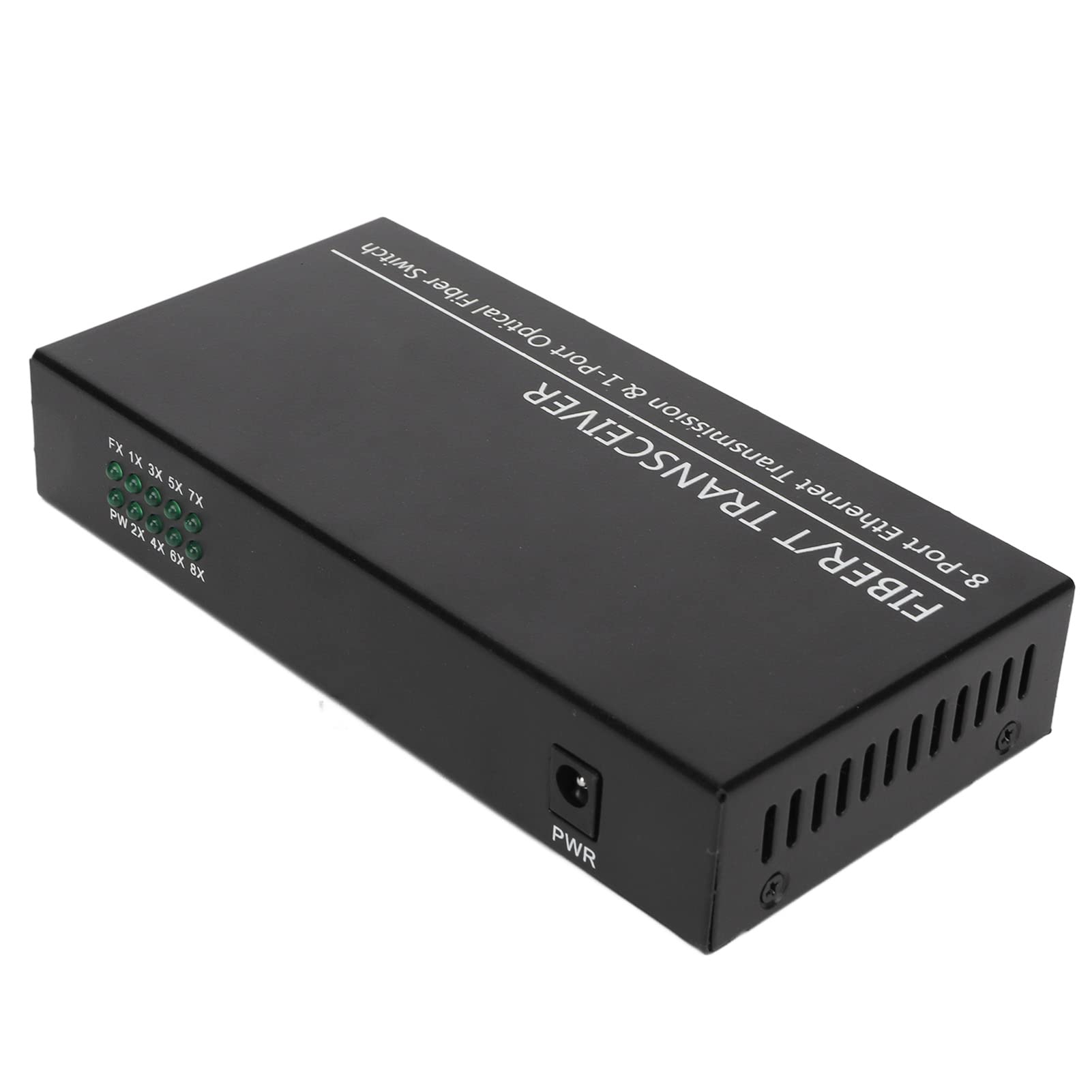 WINH Transceptor de Fibra Ethernet, Transceptor de Fibra 8 Puertos Eléctricos Tx1310nm RX1550nm hasta 25 Km Plug and Play para el Hogar (Enchufe de la UE)
