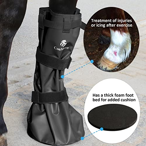 Image of Hoof Soaking Boot for Horse, Waterproof PVC Hoof Soaker Bag with EVA Foam Pad, Secure 3-Strap Equine Icing & Soaking Boot for Hooves Care, Fits Most Hooves
