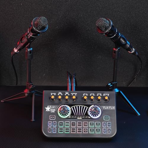 Microphone pour podcast Baluue et carte studio de salon