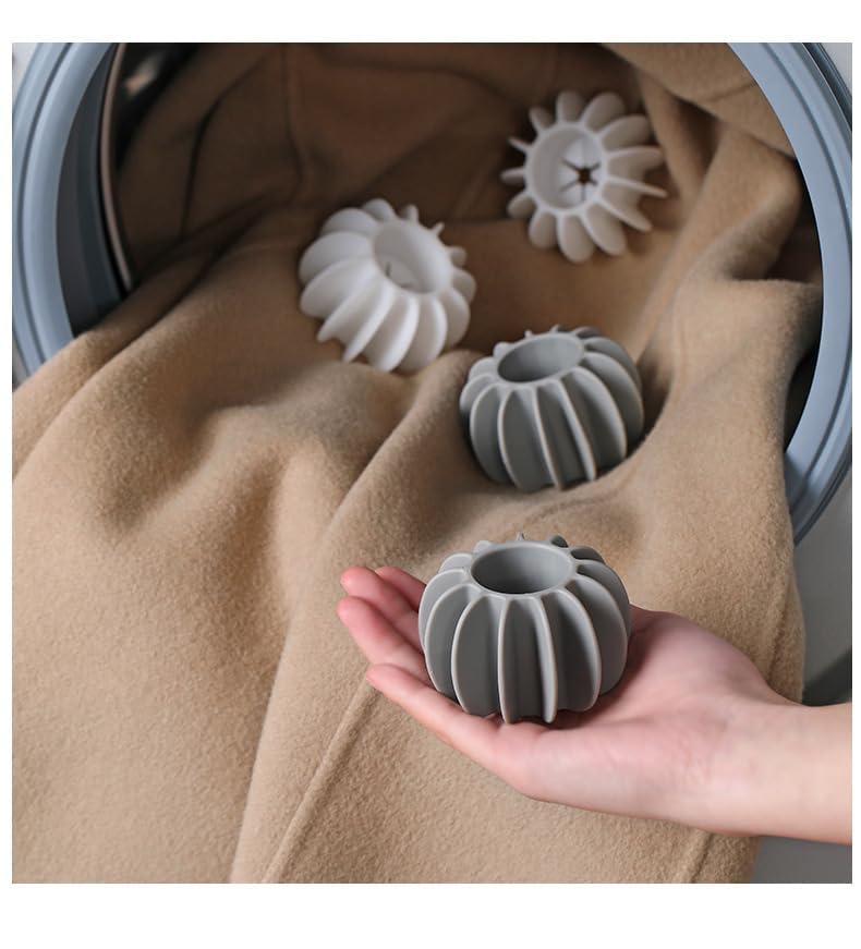 Image of Silicone Laundry Balls for Washing Machine (Set of 10) - Reusable Anti-Tangle & Anti-Winding Washer Balls for Deep Cleaning - Grey & White Fabric Softening Scrubber Balls for Clothes & Bedding