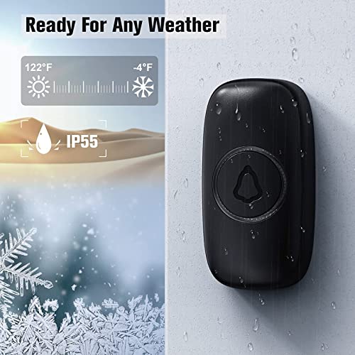 Wireless Doorbell, Waterproof Mini Doorbell 1,000Ft Range Loud Enough With 5 Volume Levels And Mute Mode Door Chimes & Colorful Led Flashing #TOP2