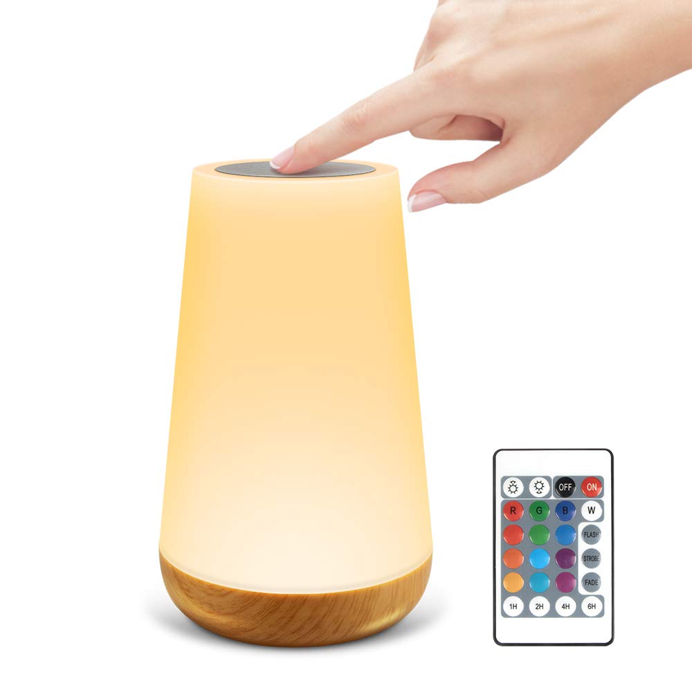 BNGXR LED Nachttischlampe mit Touch-Funktion und Fernbedienung, 13 Farben RGB Farbwechsel und 3 Modi, USB Aufladbar, Touch Dimmbar Atmosphäre Tischlampe für Kinder, Schlafzimmer, Camping