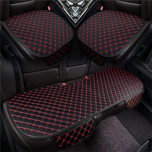 Image of STHIRA 3Pcs Car Seat Covers PU Luxury Front Seat Cushion Mat Fashion Car Seat Cover with Storage Pouch Long Rear Seat Cover Anti-Slip Car Seat Cover