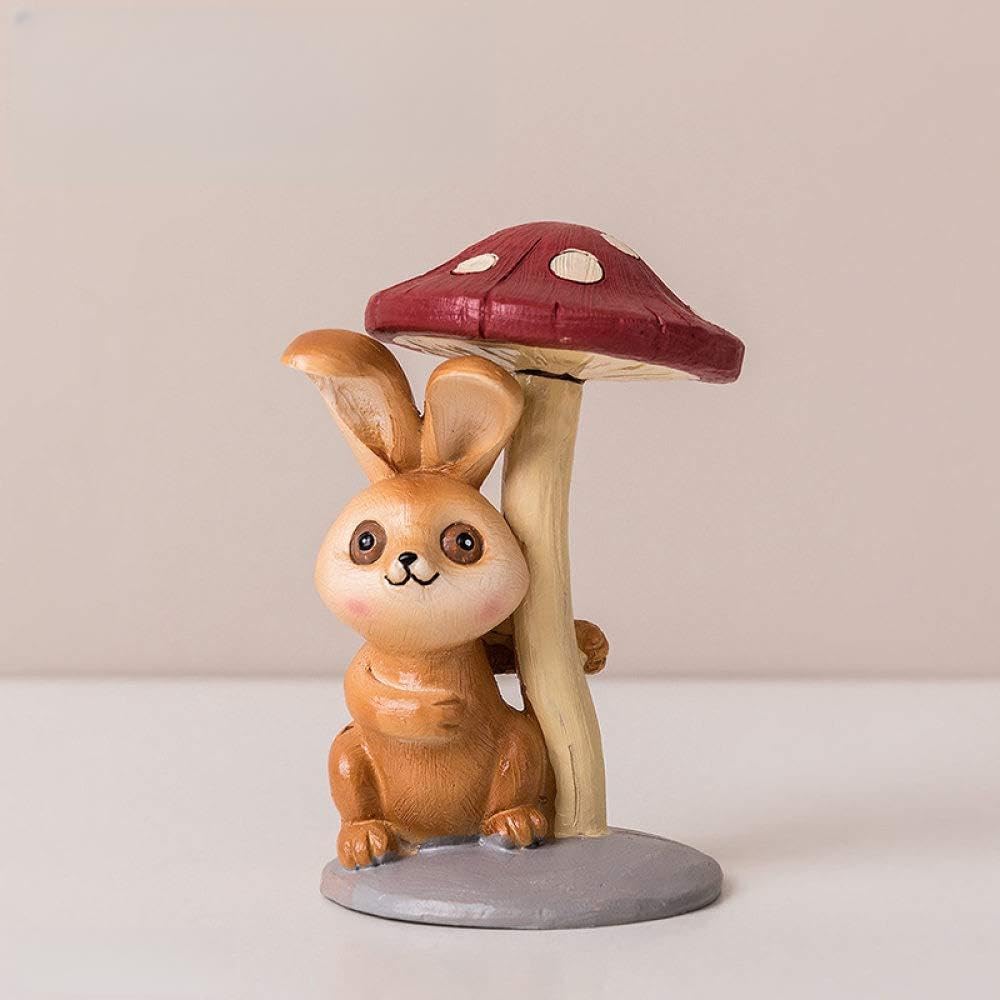Mignon lapin champignon en résine une idée cadeau couple et famille