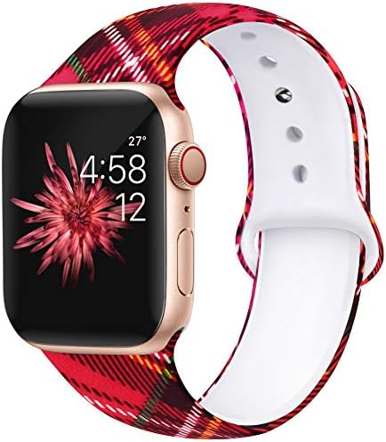 Kaome Floral Bands Compatible with App le Watch Band 42mm 44mm, Soft Silicone Fadeless Pattern Printed Replacement Strap Bands for Women, Compatible with iWatch Series 5/4/3/2/1, S/M