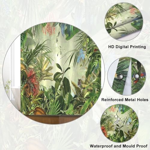 Rideau de douche tissu 180x200cm de qualité supérieure motif palmier vert