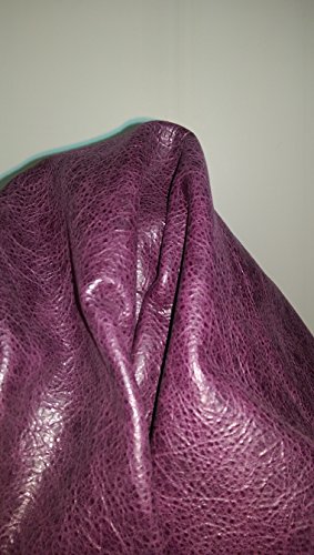 NAT Leathers Plum Purple 12 Inch X 12 Inch Square Cutting Piece Weekender Distressed Two Tone Soft Upholstery Chap Cowhide Genuine Cow Leather Hide Skin (12