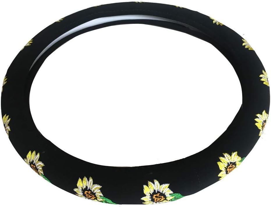 Lisaion Automotive Cute Universal Car Steering Wheel Cover 2019 New for Women (Sunflower)