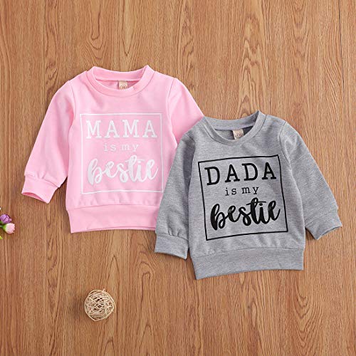 1-6T Kids Toddler Boy Girl Hoodies Pullover Dad Letter Print Sweatshirt Hooded Jersey Casual Clothes Outdoor Outfit (Pink Mama Bestie, 6-12 Months) #TOP2