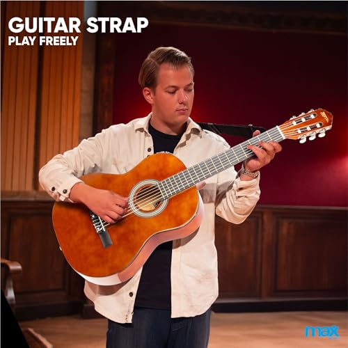 Image of MAX SoloArt 40-Inch Full Size Classical Acoustic Guitar Starter Kit for Beginners & Adults - Includes Gig Bag, Tuner, Guitar Strap, Extra Strings & Picks | Designed & Engineered in Netherlands