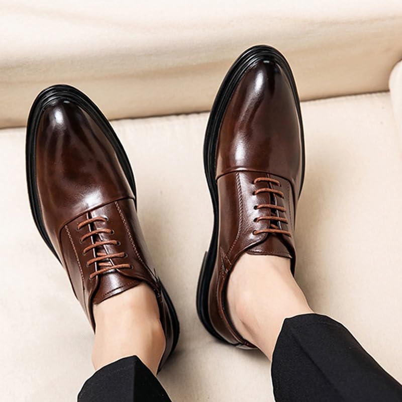 Men's Classic Lace-Up Oxford Dress Shoes Low Top Leather Retro Comfortable Business Derby Shoes3