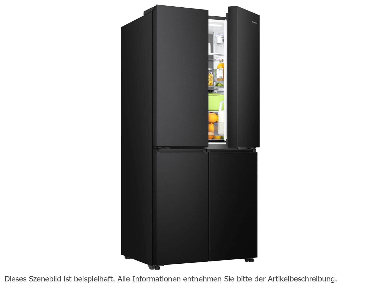 Hisense RQ5P470SAFD lodówko-zamrażarka Cross-Door, 304 l, pojemność zamrażarki 179 l, Total NoFrost, WiFi, Multi AirFlow, FastFreeze, klasa efektywności energetycznej D, 178,5 cm x 79,4 cm, czarna