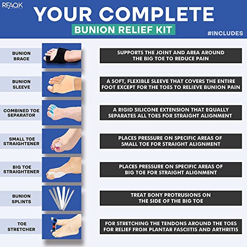 11Pcs Bunion Corrector For Women & Men - Bunion Relief Kit With Toe Separators And Bunion Splints Hammer And Big Toe Separator, Spacers And Straighteners, Exercise Strap For Hallux Valgus Correction #TOP4