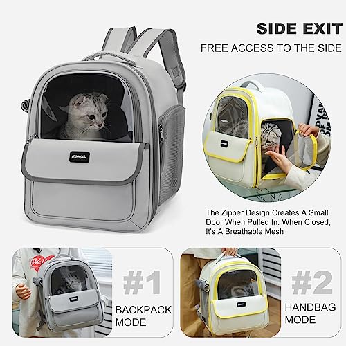 PETCUTE Cat Backpack Carrier,Foldable Pet Carrier Backpack for Cats Small Dogs Puppy with Soft Fleece Mat and Built-in Safety Belt,Transparent Spacious Cat Carrier Rucksack with Great Ventilation - Image 4