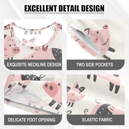 ALAZA Pig Piggy Cartoon Cute Pajamas Short Sleeve 2 Piece Sleepwear Top and Bottom Pajama Set Unisex4