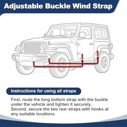 Image of QUNSUNUS Cab Cover for Jeep YJ TJ 2 Door, Half Car Cover with Cotton Liner, All Weather Waterproof Rain Cover with Straps for Wind, Sun, UV and Dust Protection