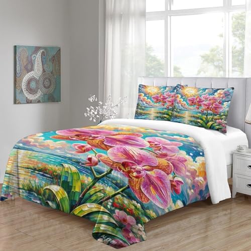 Microfibre douce housse de couette imprimé Phalaenopsis haut de gamme - 5