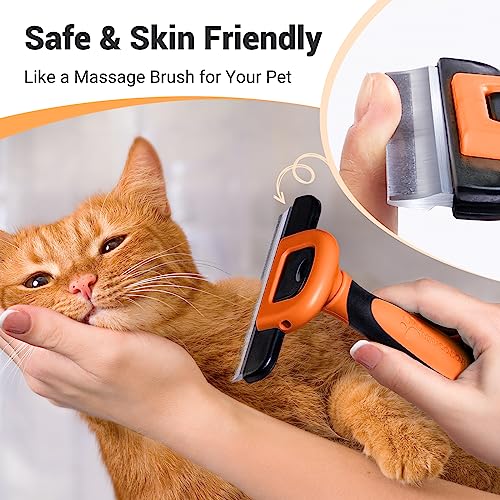 Image of MIU COLOR Pet Grooming Brush, Deshedding Tool for Dogs & Cats, Orange | Effectively Reduces Shedding by up to 95%,Safe and Comfortable for Short Medium and Long Pet Hair