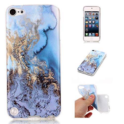 Dailylux Case for 5 / 6 / 7th Generation, Slim Fit Anti-Scratch Soft TPU Protective Back Cover for iPod Touch 7, iPod Touch 6,iPod Touch 5, Marble Blue