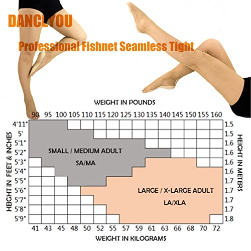 Image of DANCEYOU Fishnet Tights Professional Padded Footed Latin Seamless Stockings for Women and Girls