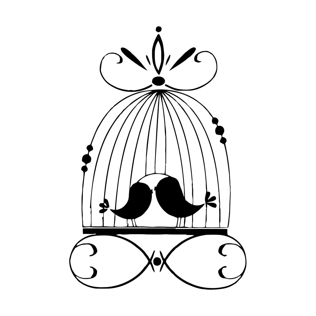 Lettering Stickers Birds Animals Love Birds Paradisiacal Beautiful Cage 32x49.5cm Can Modify and add Information Small Black