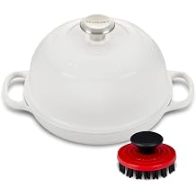 Le Creuset Enameled Cast Iron Bread Oven Bundle with 3 1/4" Nylon Cleaning Brush - White