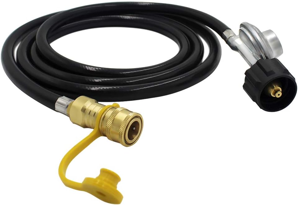 MENSI 12FT F271803 Propane Regulator with Hose with 3/8" Quick Disconnect Adapter Compatible for Mr Heater Barbecue Grill, Camper, Buddy Heater Extension Hose Kit,