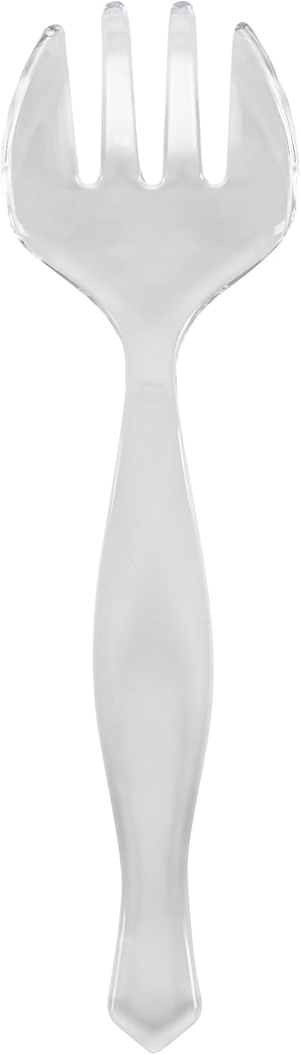Restaurantware-Cater Tek 8.5 Inch Large Serving Forks, 10 Disposable Serving Utensils - 4 Prongs, Comfortable Handle, White Plastic Forks, Serve Hot And Cold Food, For Buffets, Banquets, And More