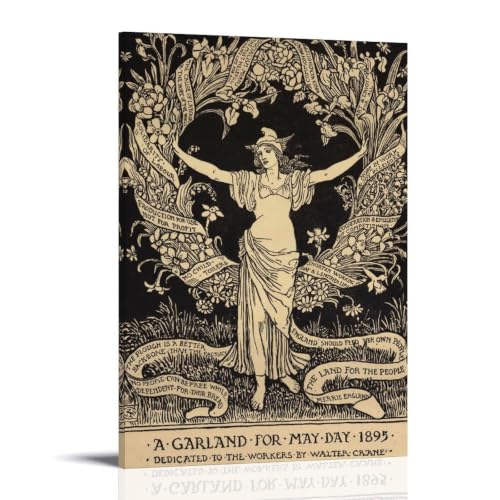 Impression artistique Walter Crane décoration murale salon couronne rubans style préraphaélite