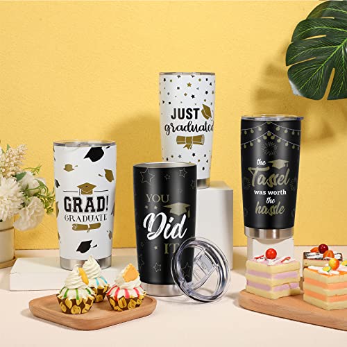 Graduation Gifts For Mastering Degree 20 Oz Graduation Tumbler With Lid Insulated Stainless Steel Coffee Mug With Straw And Brush Graduation Party Supplies For College High School Grad (4 Pcs) #TOP4