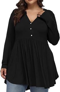 Women Blouse Sale Clearance V-Neck Button Fold Solid Long Sleeve Large Top Top Elegant Tops for Work Leggings,Dressy Summer Shirts Plus Size T Shirts Loose Comfy Tees