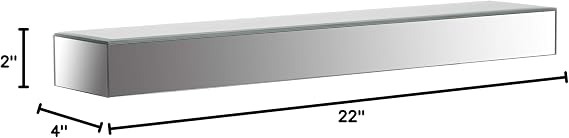 Gallery Solutions 22 Mirrored Floating Wall Shelf Ledge Silver
