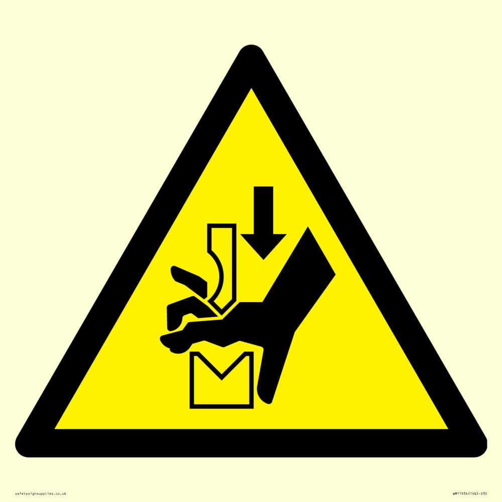 W030 Warning: Hand crushing between press brake tool Sign - 300x300mm - S30