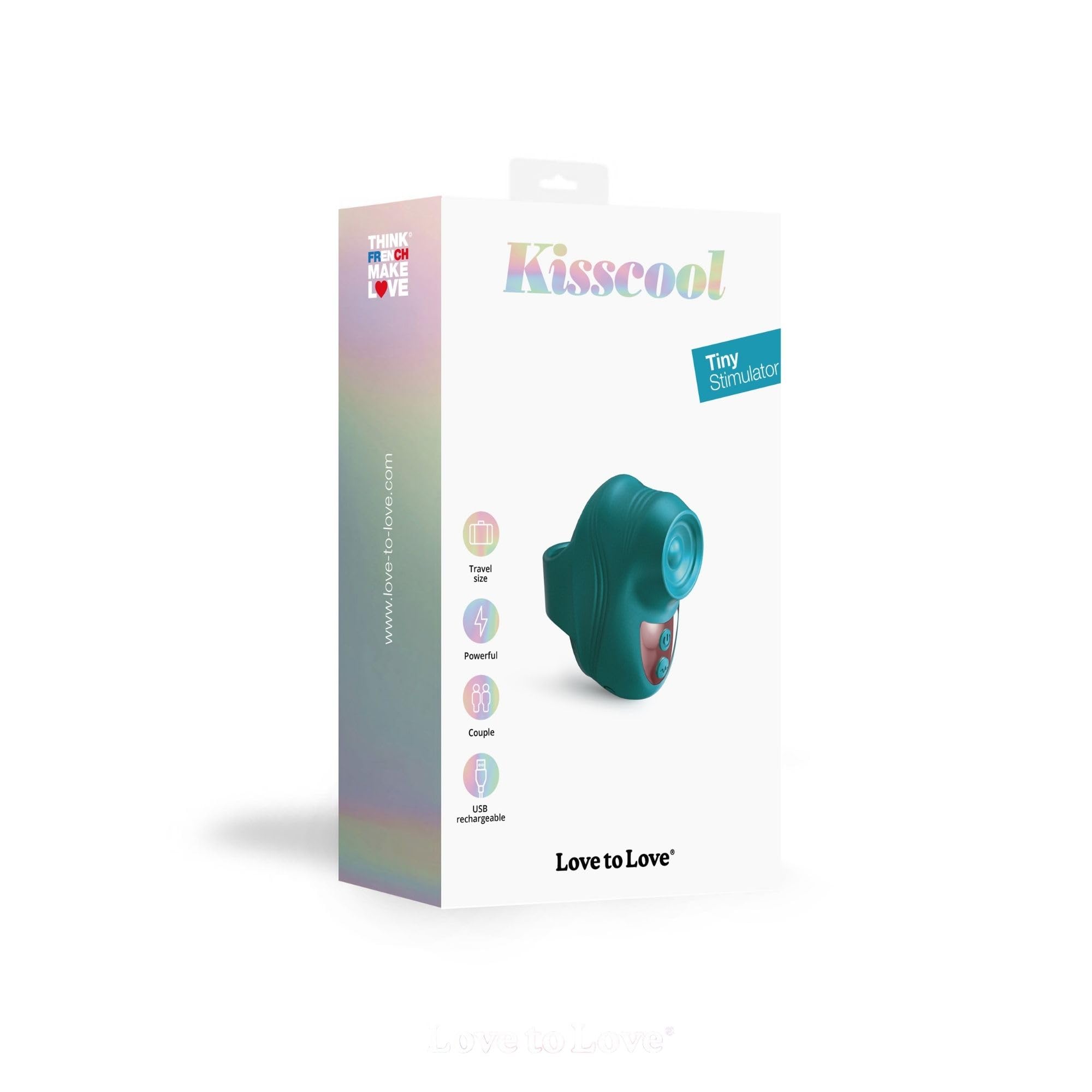 Love to Love Kisscool – Stimolatore Clitorideo Ricaricabile, Anello Vibrante per Donna, 10 Modalità, Impermeabile, Uso Solo & Duo