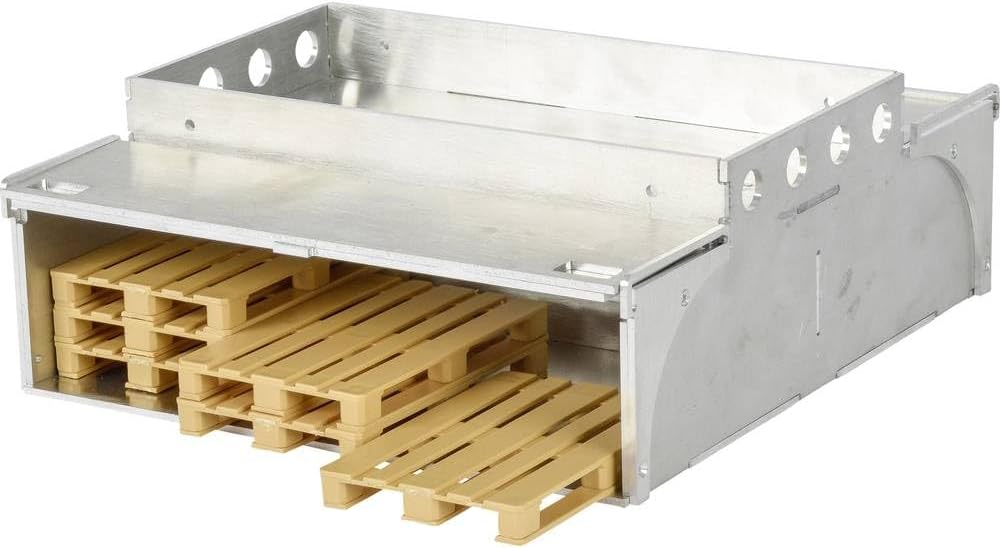 Carson 500907379 1:14 Aluminium Box with 6 Pallets, Braun