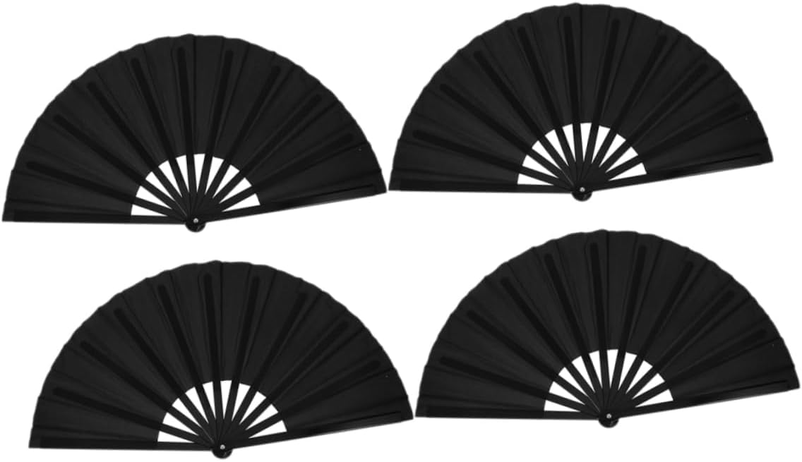 4pcs Vintage Decorative Folding Fan Handheld Fans Polyester Design Portable for Parties Cosplay Weddings Home Decor