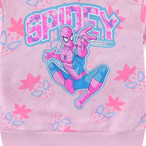 Image of Marvel Spider-Man Girls French Terry Short Sleeve T-Shirt and Shorts Set for Big Kids