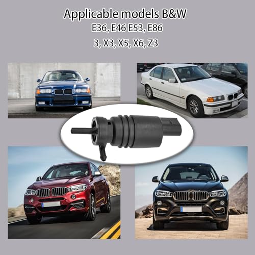 Windshield Washer Pump with Grommet, Windshield Washer Fluid Pump Compatible with BMW, Mercedes-Benz, Replaces OEM #: 67128362154, 67128377612 - Thumbnail 7