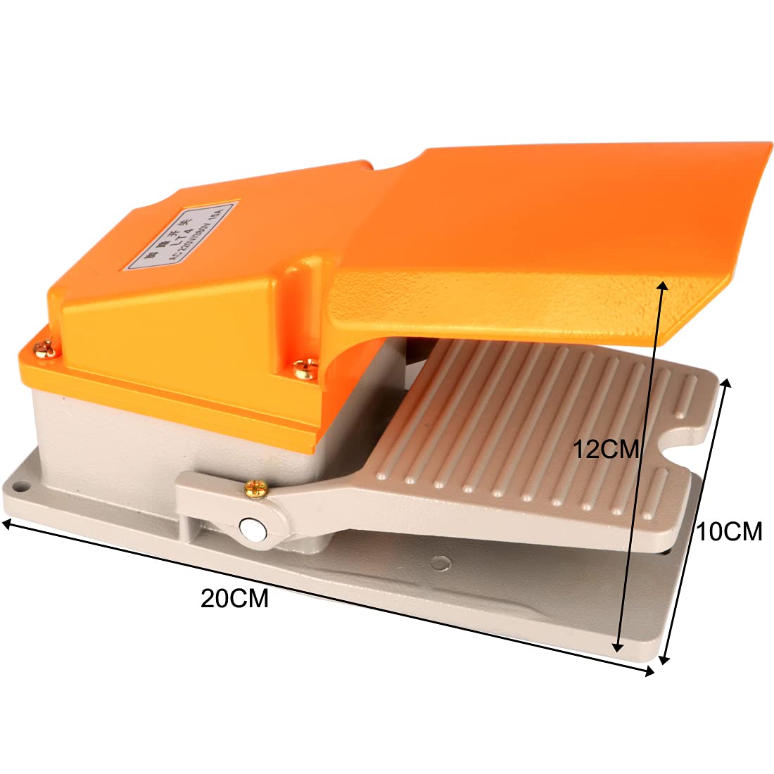 Guuzi 0~380V/15A Métal Résistant Action Maintenue(Pousser Allumé/Pousser éteint) Interrupteur au Pied Interrupteur à Pédale d'alimentation électrique Auto-Verrouillage SPDT NO NC(Jaune)