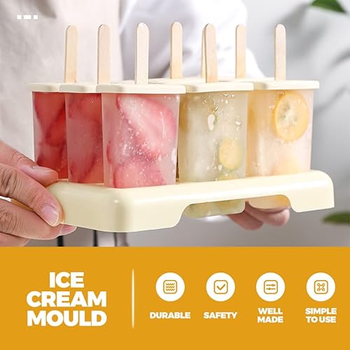Miniatura 8 de STOBOK 1 juego de moldes para paletas de hielo, soportes reutilizables para paletas con palos de madera, fabricante de paletas caseras