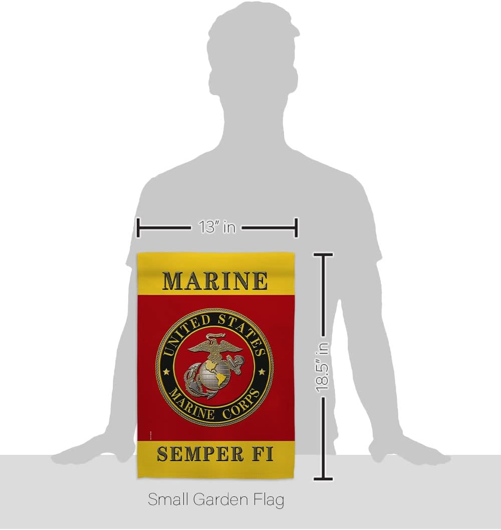 US Marine Corps Garden Flags Home Decor USMC Semper Fi Official Armed Forces Memorabilia Banner United State Wall Tapestry American Decorations Military Remembrance Retire Outdoor Memorial Yard Veteran Gifts Made In USA