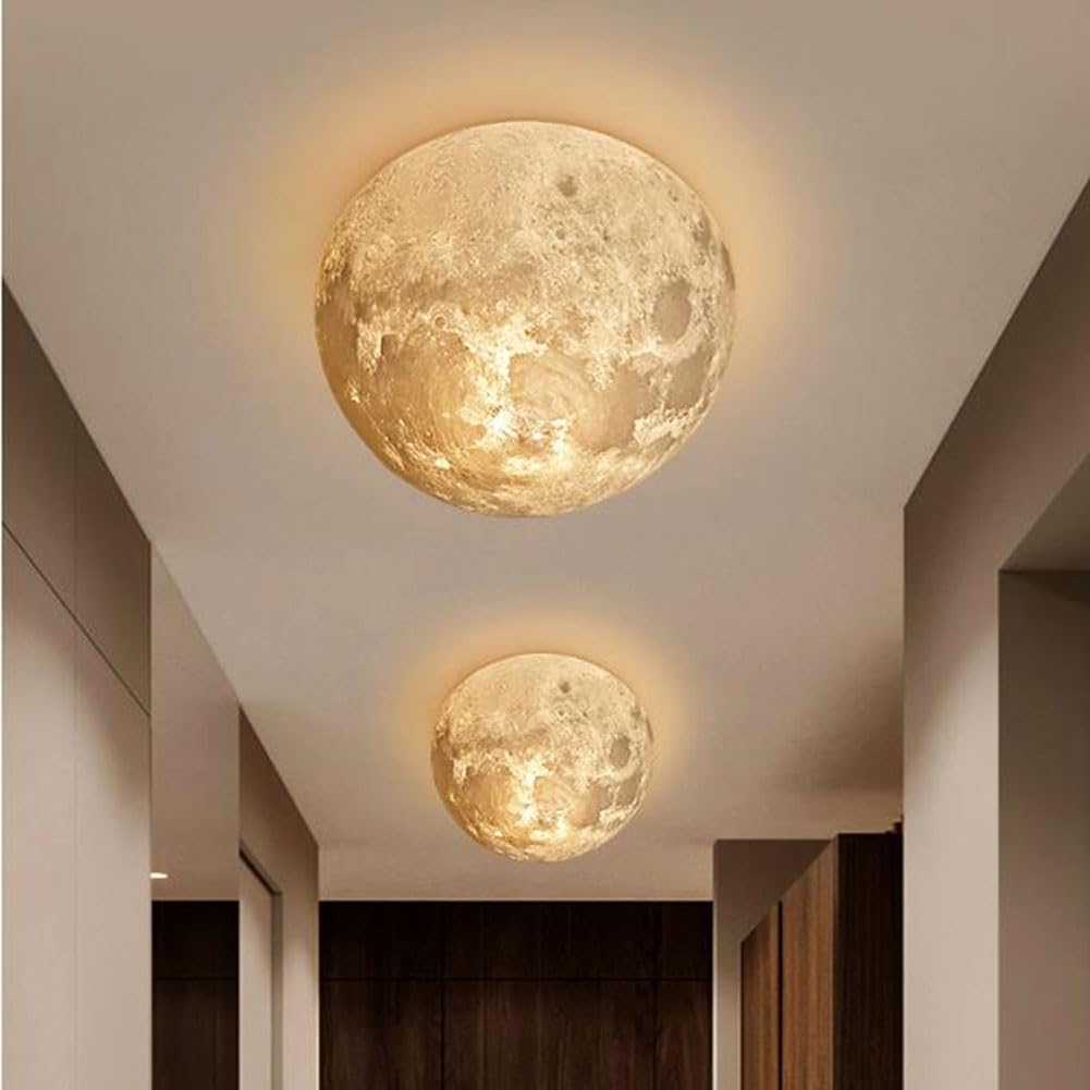 LED Luna Lámpara de Pared Aplique de Interior Luna Redonda Acrílico Globo Luz de Techo 3D Impreso Luna Lámpara de Techo Deco Planeta Luz de Pared para Dormitorio Restaurante 25/30 (cm),30CM